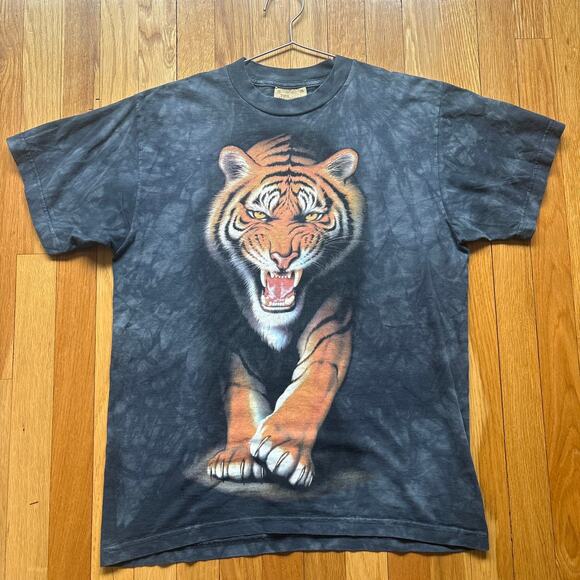 The Mountain Other - The Mountian Tiger T Shirt Black Tie Dye Wildlife Graphic Medium VTG 90's Y2K